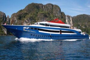 Full Day Phi Phi Islands Tour By Royal Jet Cruiser From Phuket - Ko Phi Phi Le sightseeing from the boat: seeing the icons without sprinting