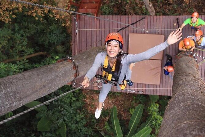 World B+ (Zipline 18 Platforms + Roller + Sky Walk with World Set Menu ) - Zipline course: nine lines with long runs and a dual moment